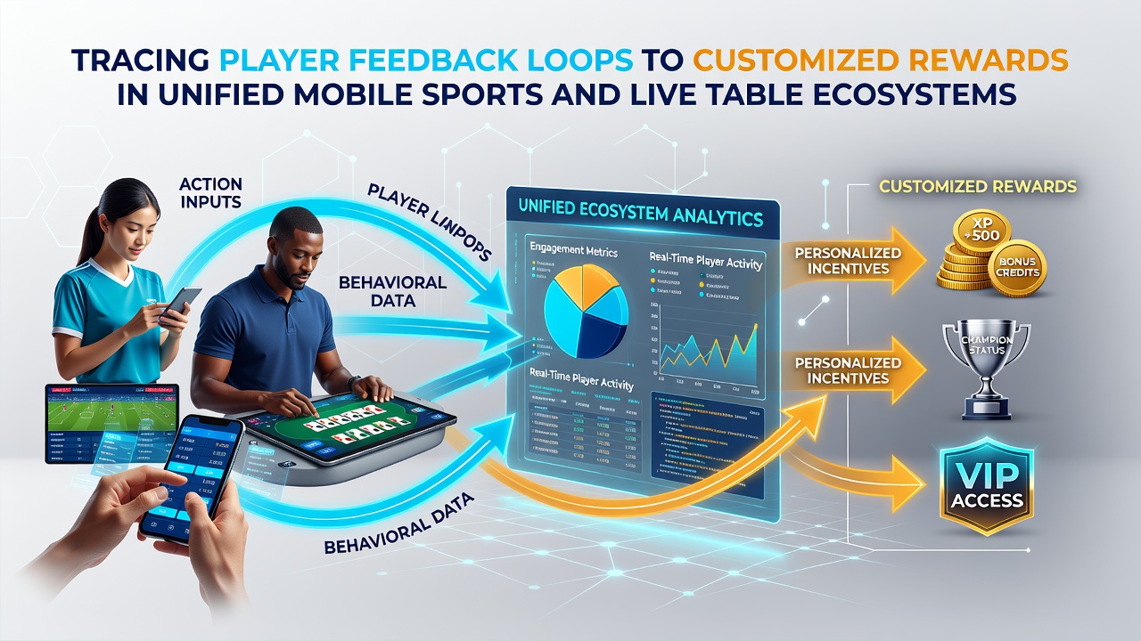 Rückverfolgung von Spieler-Feedbackschleifen zu individuell angepassten Belohnungen in vereinheitlichten mobilen Sport- und Live-Tisch-Ökosystemen